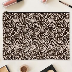 Brown Beige Snake Pattern Cosmetic Bag (xxxl)