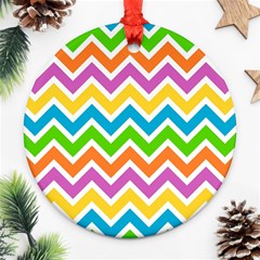 Chevron Pattern Design Texture Round Ornament (two Sides)