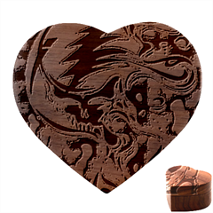 Trippy Dippy Bears Blue Dancing Greatful Dead Skull Steal Your Face Heart Wood Jewelry Box