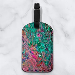 Green Pour Nappa Leather Luggage Tag Rectangle
